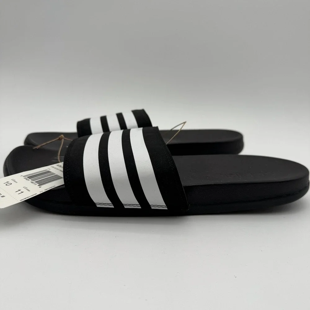 Adidas Adilette Comfort‎ Slides Black White Sandals Men's Size 10 New